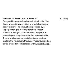 Nike Zoom Mercurial Vapor 15 Athletic Shoes